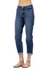 Judy Blue Womens Mid Rise Boyfriend Cuffed Jeans