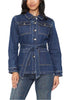 Judy Blue Womens Mid Length Utility Side Slit Denim Jacket