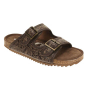 Very G Women's Berry 5 Western Floral Embossed Sandal- Chocolate