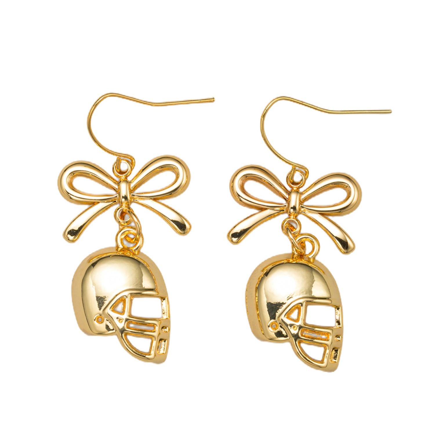Jane Marie 18K Gold Plated Bow Earring w/ Football Helmet