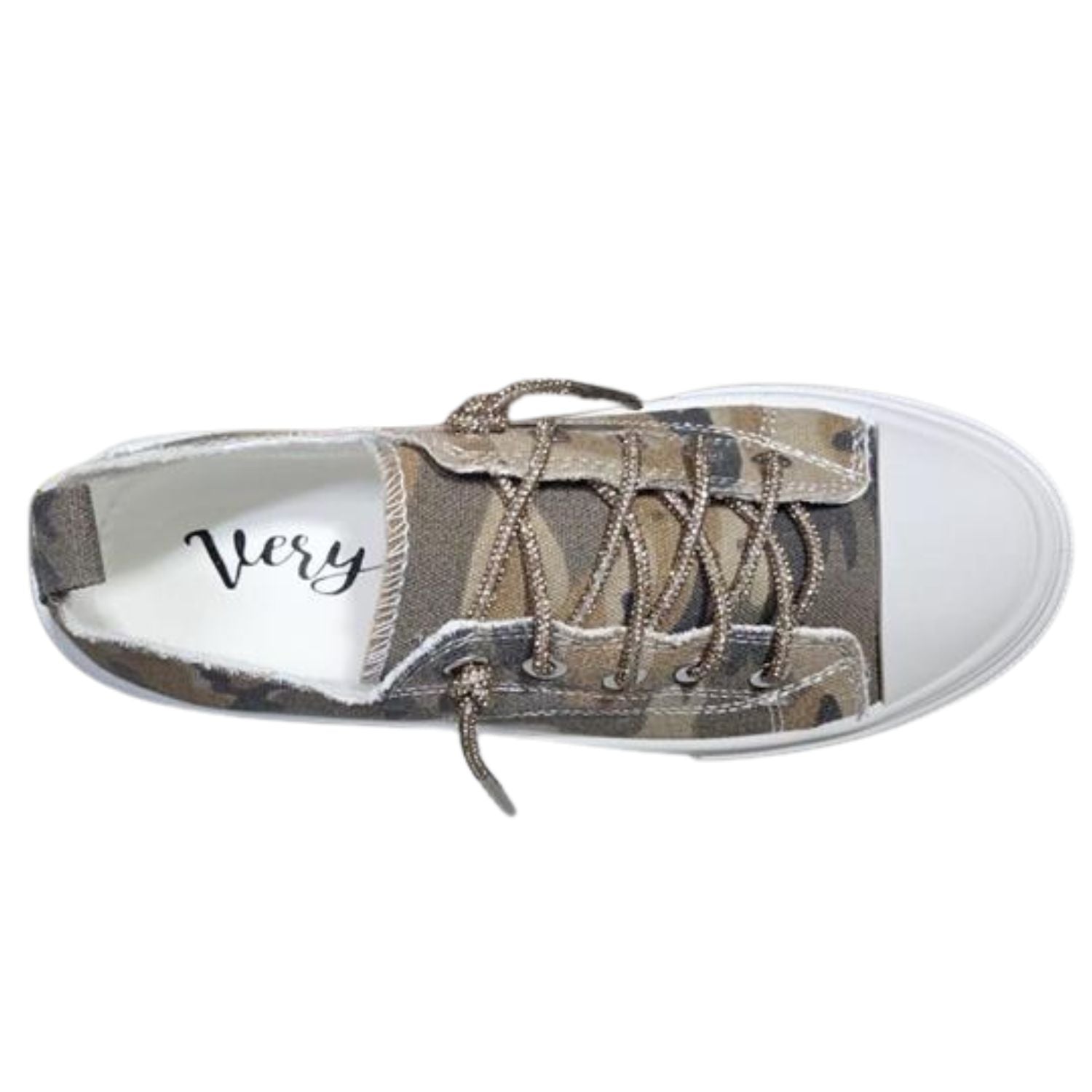 Very G Womens Aman Camo Lace Up Canvas Sneaker, Sand