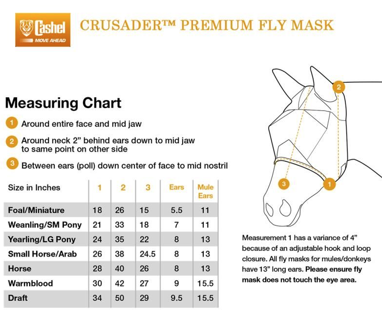 Cashel Crusader Horse Fly Mask, Standard No Ears Supports Animal Rescue, Orange