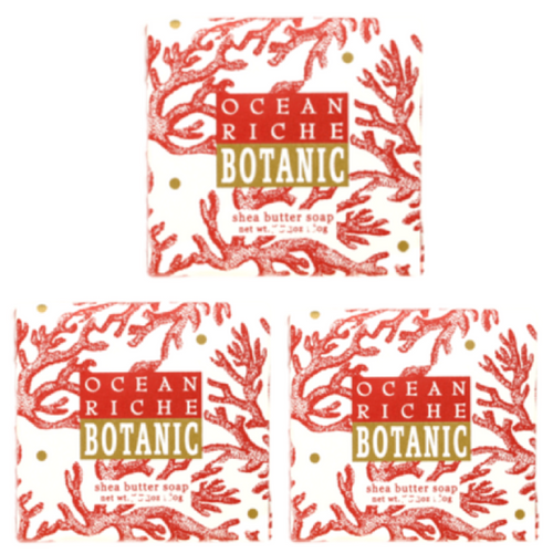 Greenwich Bay Trading Co. Shea Butter, Botanic 1.9oz Soaps, Ocean Riche, 3 Pack