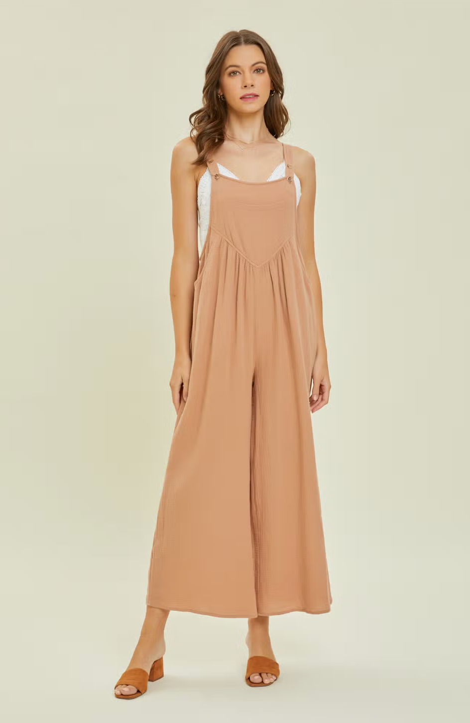 Heyson Kangaroo Pocketed Wide Leg Overall Jumpsuit