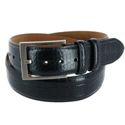 Greg Norman Mens Embossed Croc Print Leather Belt, Black