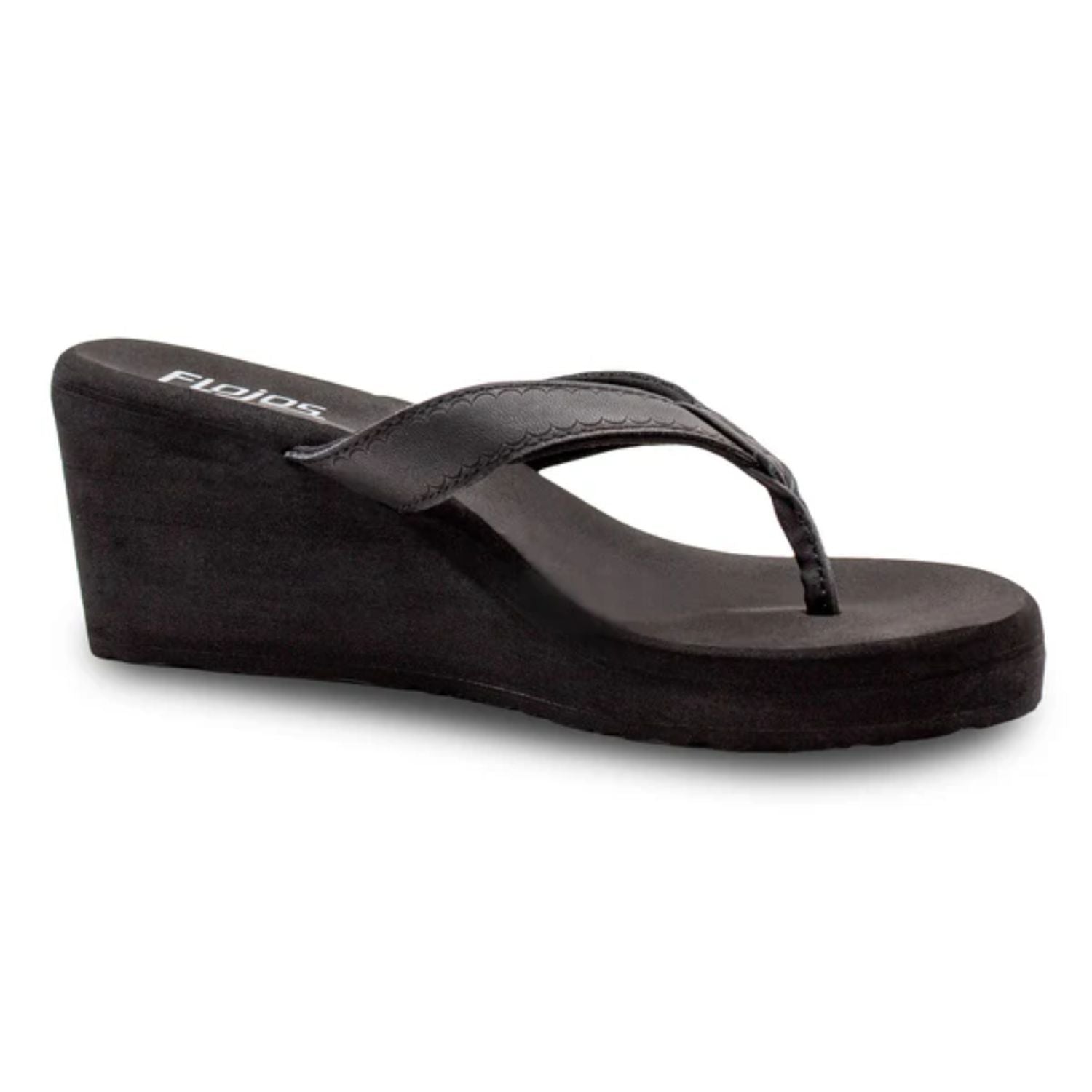 Flojos Womens Olivia Vintage Wedge Heel Thong Sandal, Black