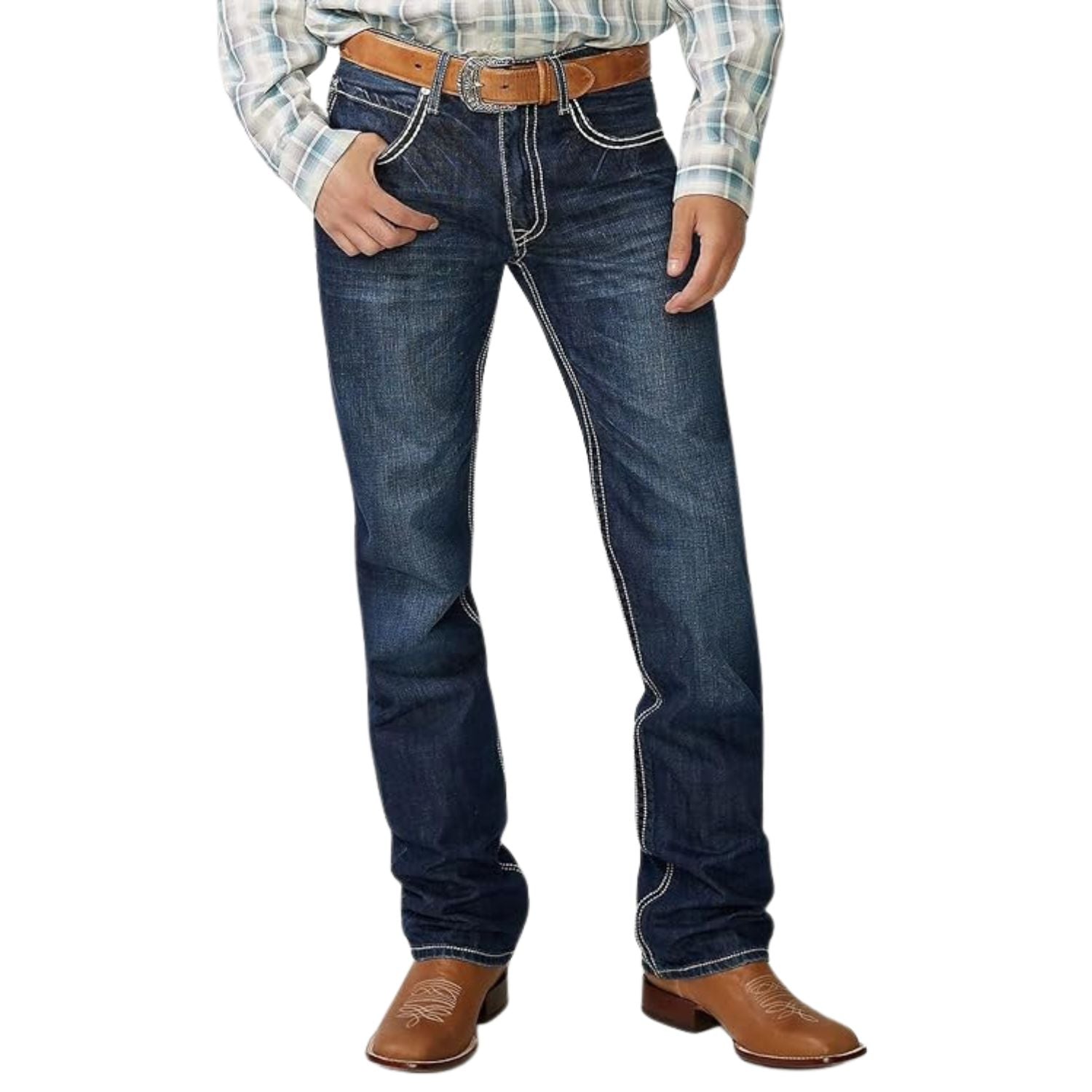 Stetson Mens Low Rise Slim Fit Bootcut Leg Denim Jeans
