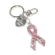 Jacqueline Kent Pink Ribbon Breast Cancer Awareness Purse Charm, Silver