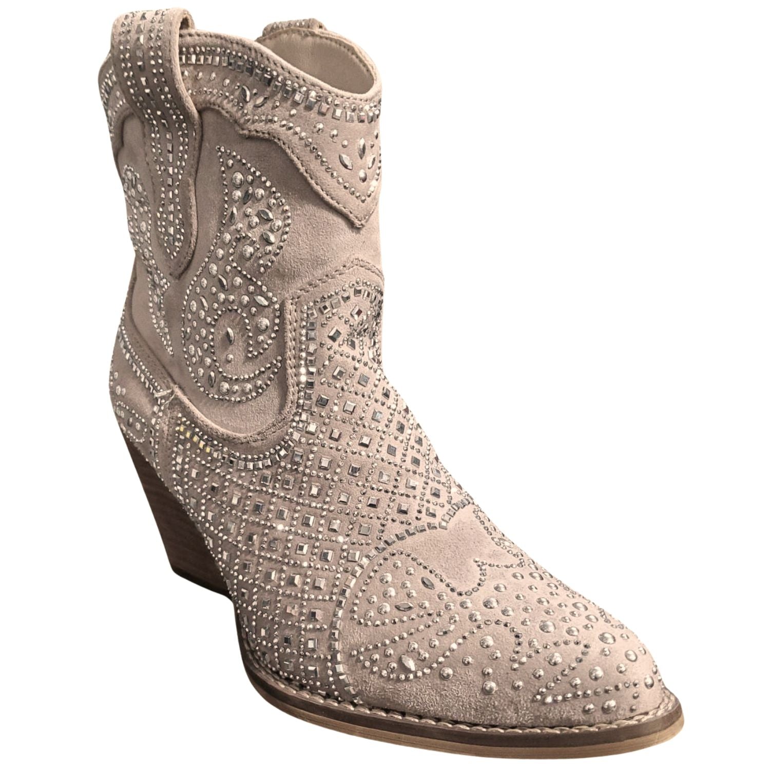 Very G Womens Show Off Rhinestone Ankle Slip On Western Booties