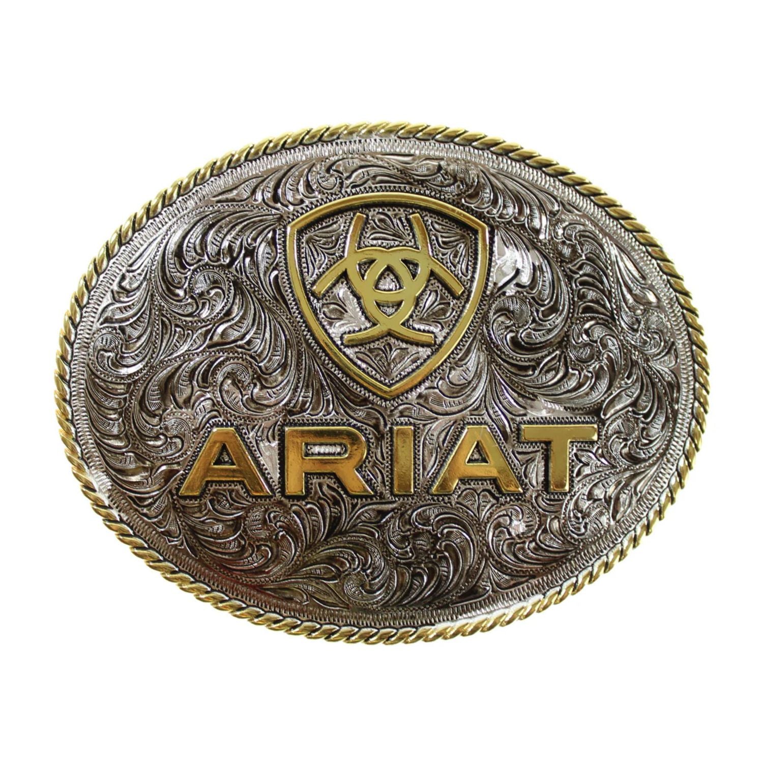 Ariat Mens Oval Logo Antique Silver/Gold Belt Buckle