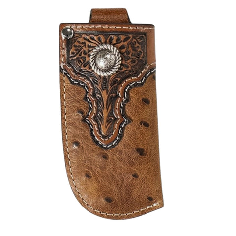 Ariat Concho Ostrich Print Leather Belt Knife Sheath