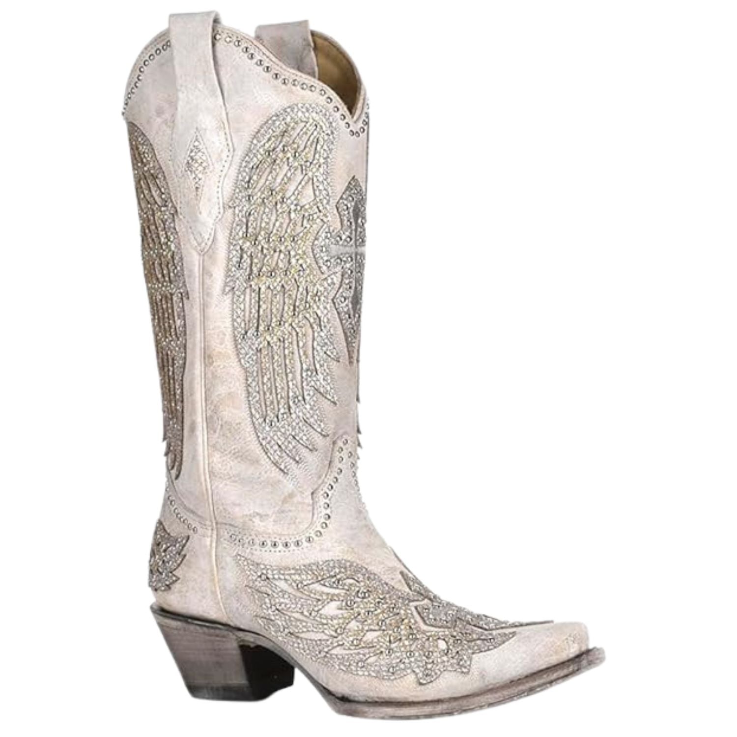 Corral Boots Womens Glitter Inlay Cross and Wings Embroidery Cowboy Boots