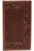Ariat Mens Floral Basketweave Leather Rodeo Checkbook Wallet