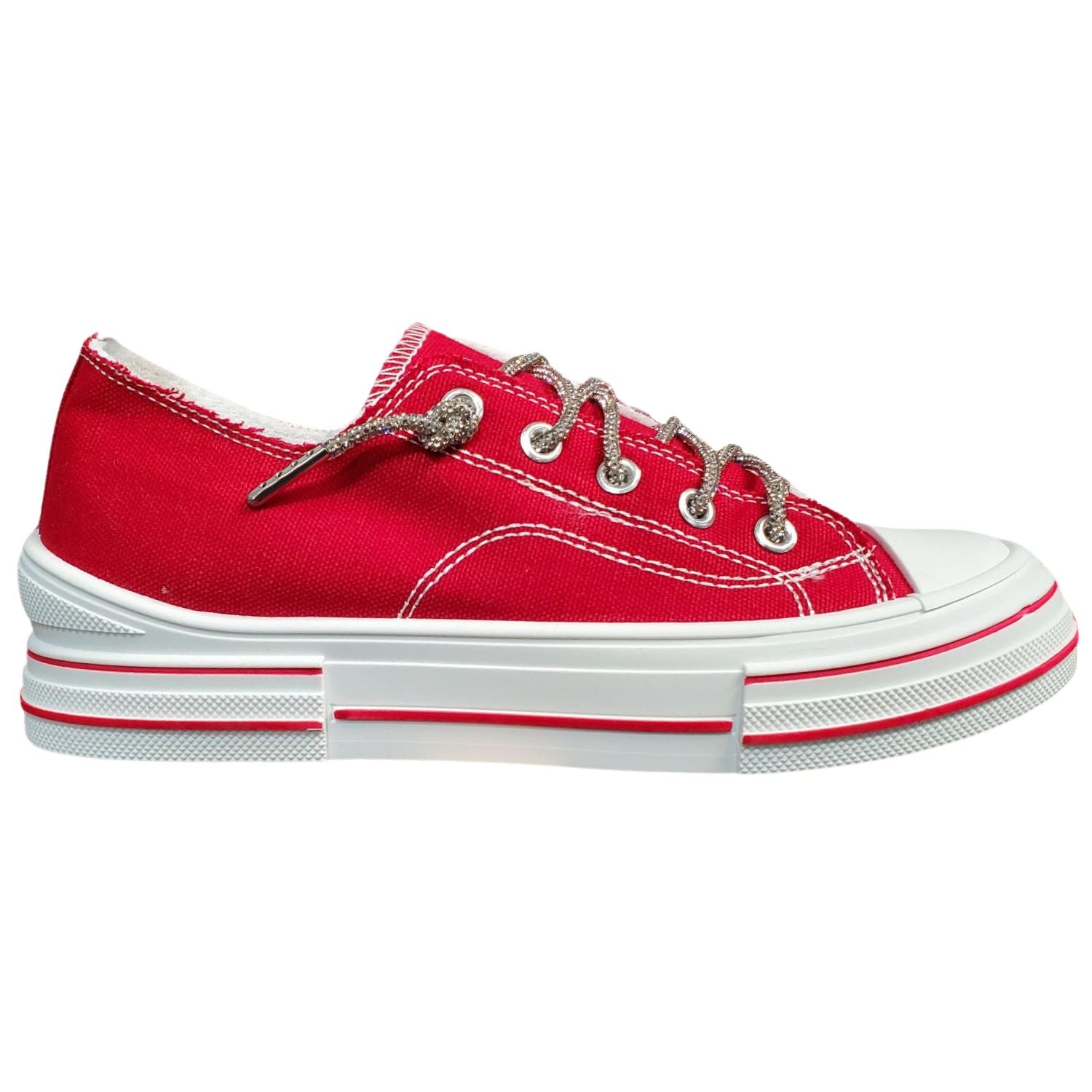 Very G Womens Aman 2 Lace Up Canvas Sneaker, Red