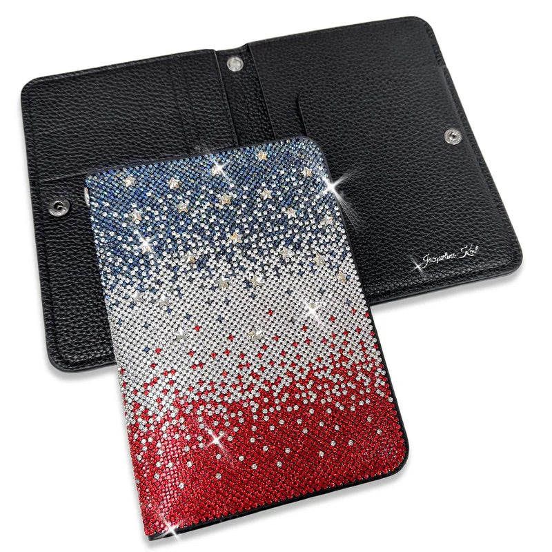 Jacqueline Kent American Red, White and Blue Crystal Embellished Passport Holder