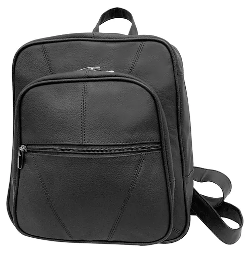 Roma Leathers Square Leather Backpack with Multiple Interior Pockets