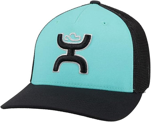 Hooey Mens Coach Flex Fit Cap Hat, Turquoise/Black