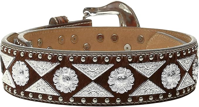 Ariat Mens Triangle Conchos Calf Hair Western Leather Belt