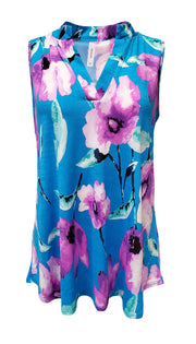 HoneyMe Womens Sleeveless Floral Print Blouse Top