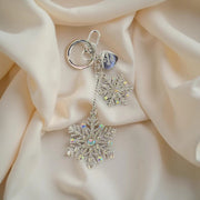 Jacqueline Kent Crystal Double Snowflake Purse Charm Keychain