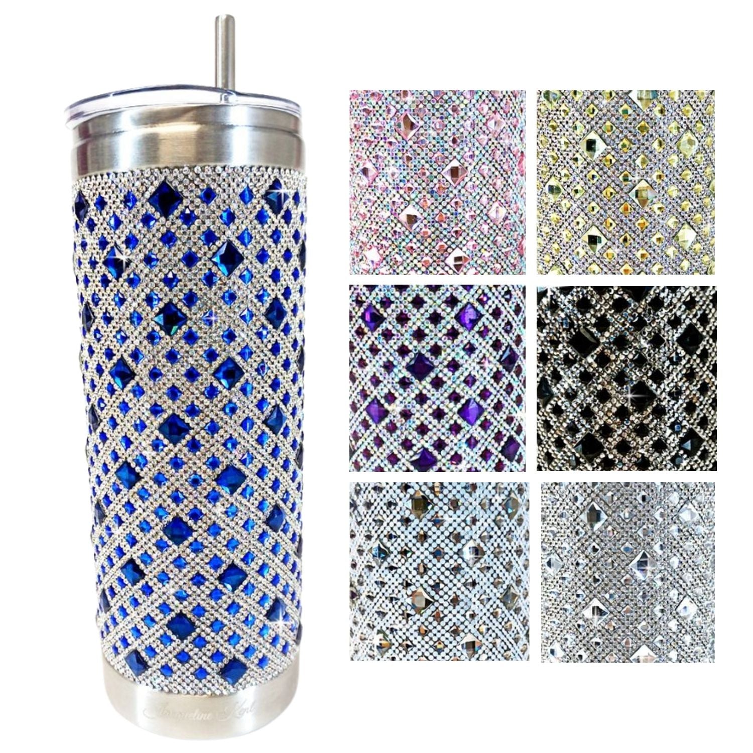 Jacqueline Kent Rhinestone 20oz Bling Tumbler with Clear Lid, Straw and Gift Bag