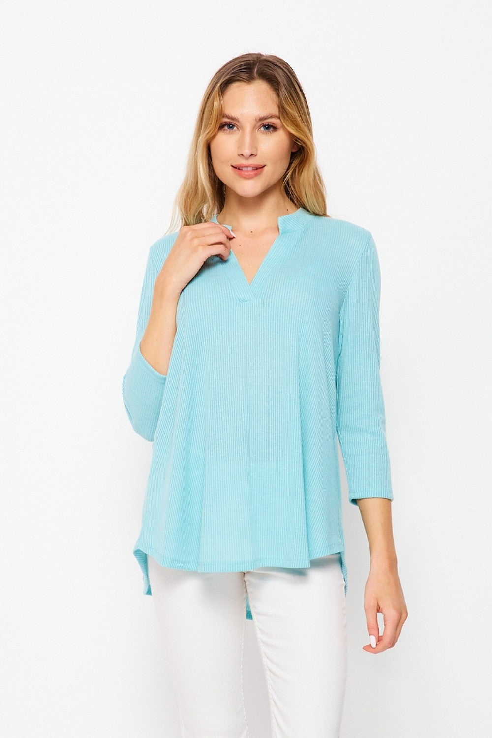 HoneyMe Womens V-Neck 3/4 Quarter Sleeve Top