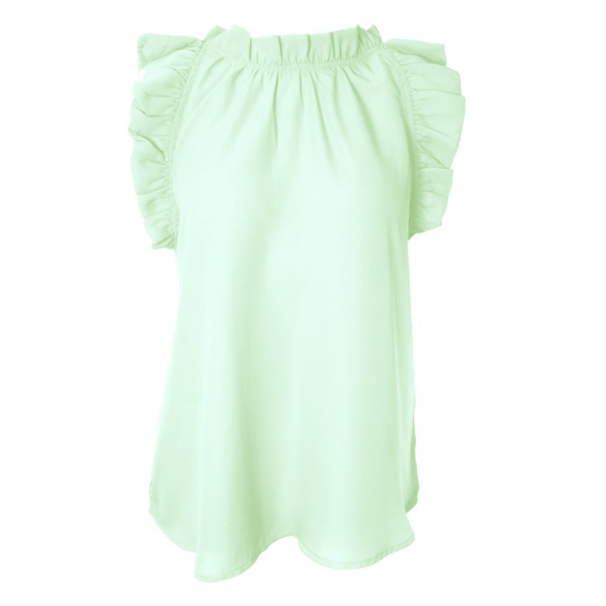 Blu Pepper Womens Blouse, Ruffle Sleeveless Top, Mint