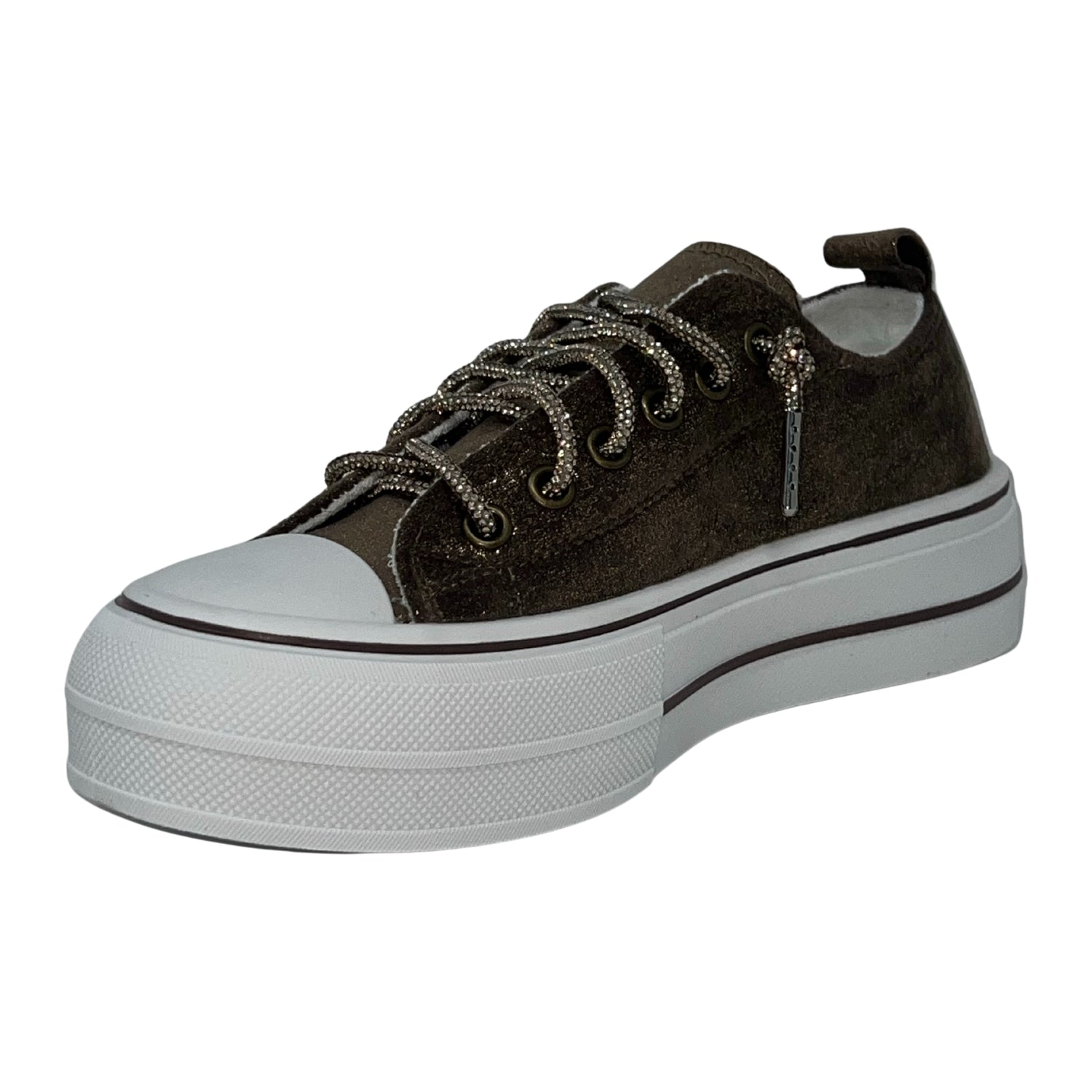 Very G Harmon Suede Sparkle Women's Platform Sneaker, Chocolate