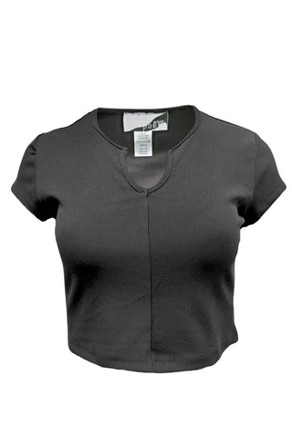 Love Poem Womens Keyhole Neckline Ribbed Cropped Top