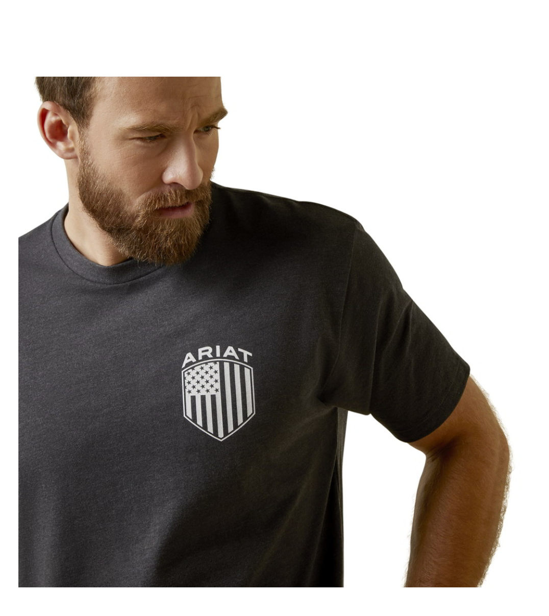 Ariat Mens Charcoal Heather Patriot Badge Short Sleeve T-Shirt