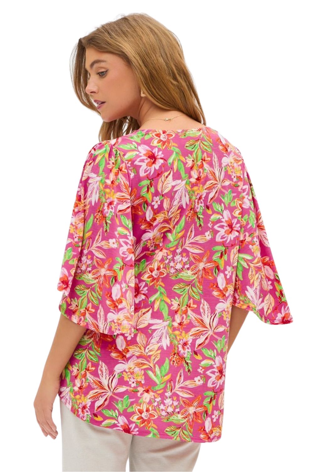 Dear Scarlett Womens V-Neck Half Sleeve Cali Blouse