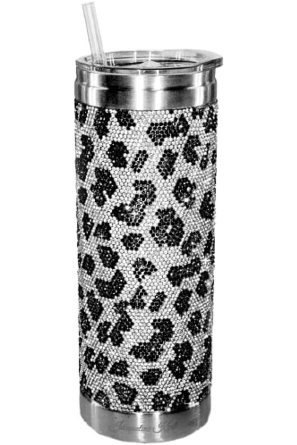 Jacqueline Kent Rhinestone Bling Tumbler, 20 oz Cup with Clear Lid, Straw and a Gift Bag