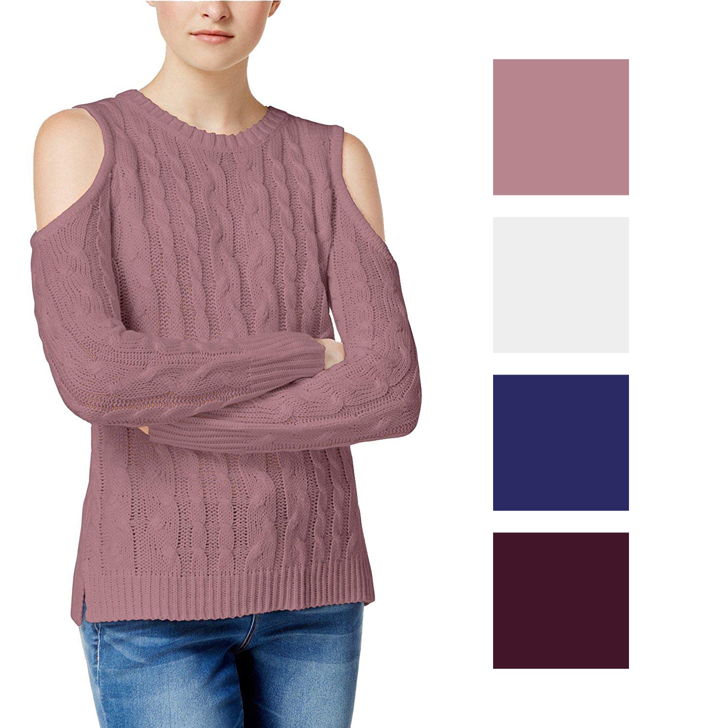Hippie Rose Juniors Cold-Shoulder Sweater