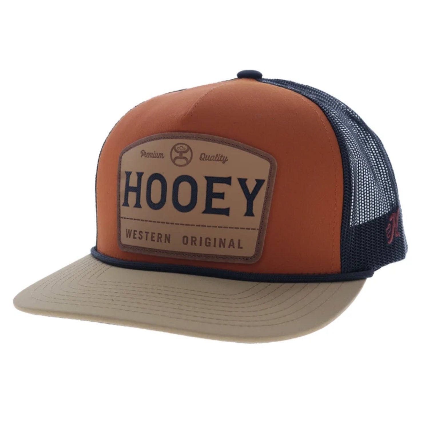 Hooey Trip 5-Panel Leather Patch Snapback Hat, Orange/Black