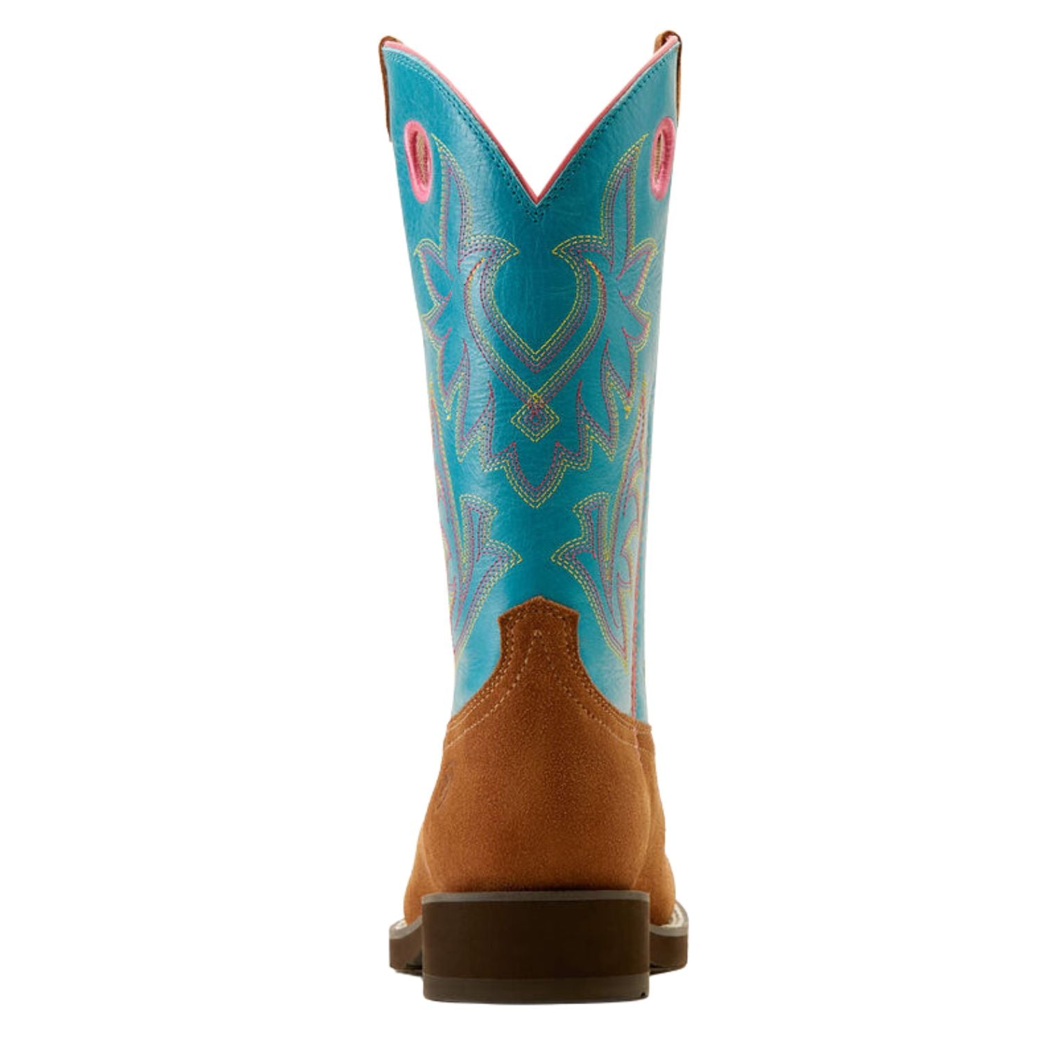 Ariat Womens Elko Leather Western Boot, Chestnut Suede / Basin Blue
