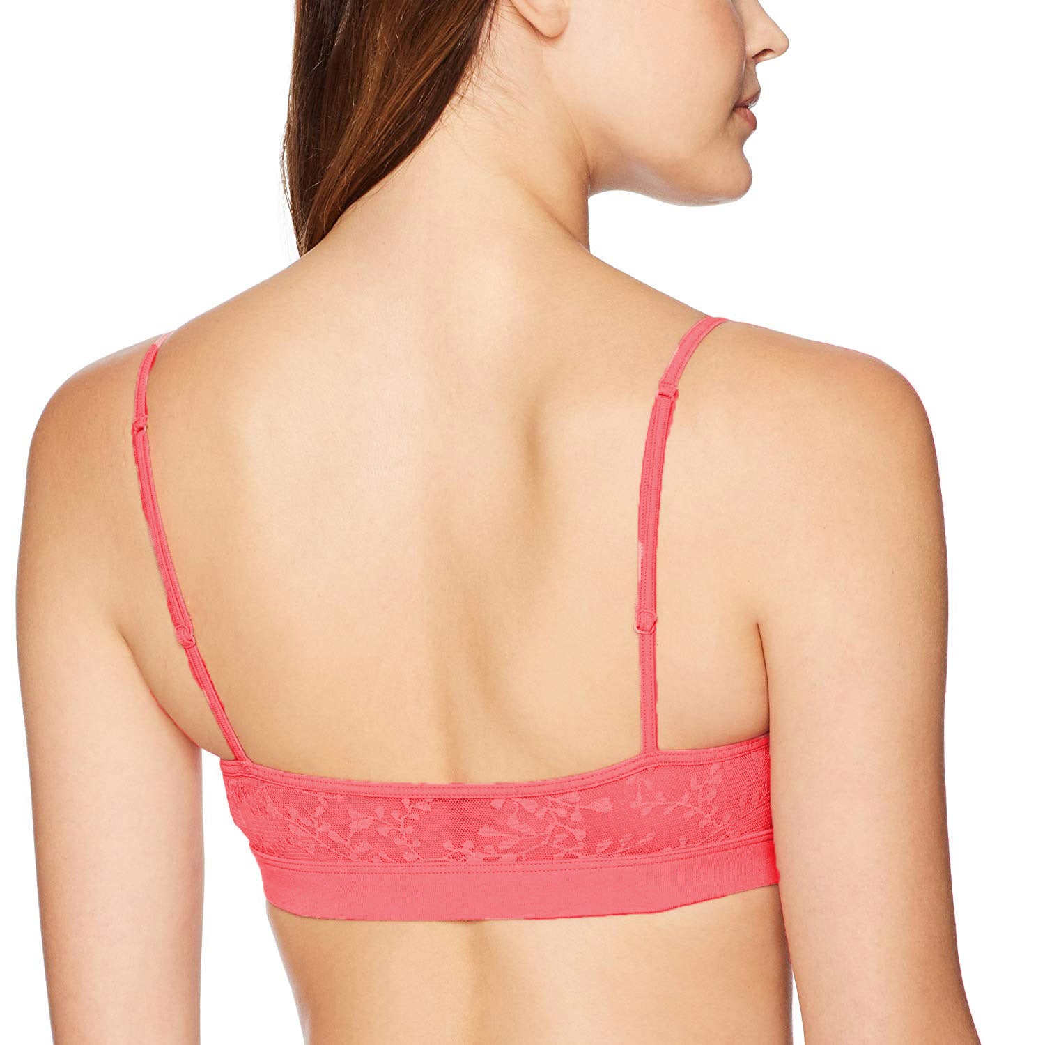Calvin Klein Bare Lace Bralette (Coral, X-Small)