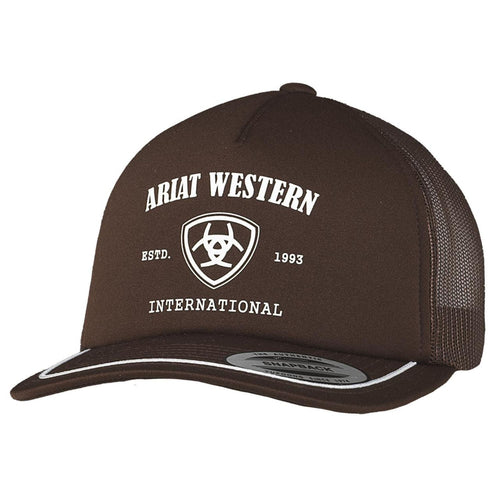 Ariat Mens Logo Adjustable Snapback Mesh Cap Hat (Brown)