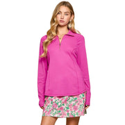 Dear Scarlett Womens Long Sleeve Athletic Sporty Blouse, Crushed Magenta