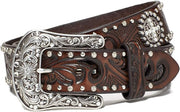 Ariat Womens Scroll Cutout Concho Nail Leather Belt