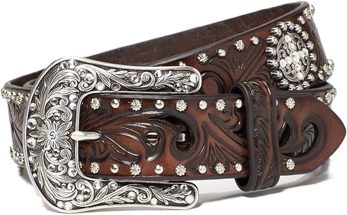 Ariat Womens Scroll Cutout Concho Nail Leather Belt