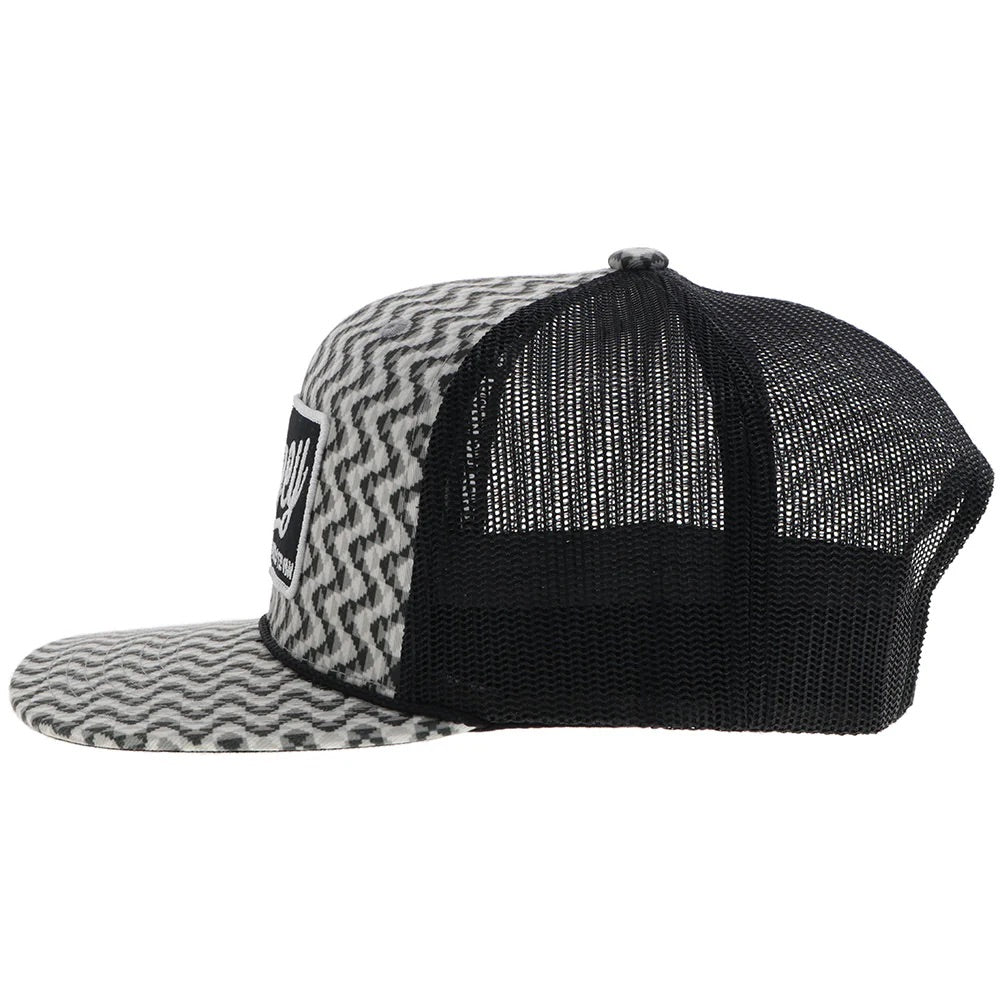 Hooey Mens Lakota Embroidered Patch Snapback Hat- Black/Grey Pattern