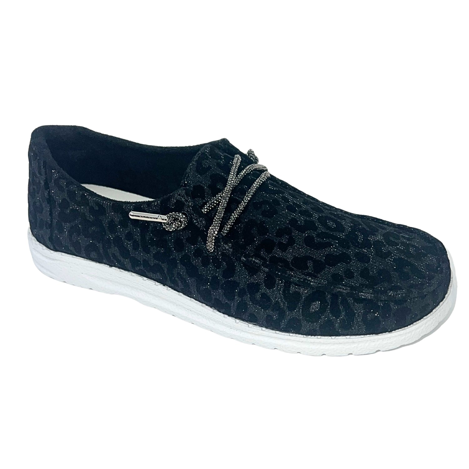 Very G Women's Holly Leopard Print Slip-On Boat Shoe Casual Loafers, Black