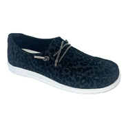 Very G Women's Holly Leopard Print Slip-On Boat Shoe Casual Loafers, Black