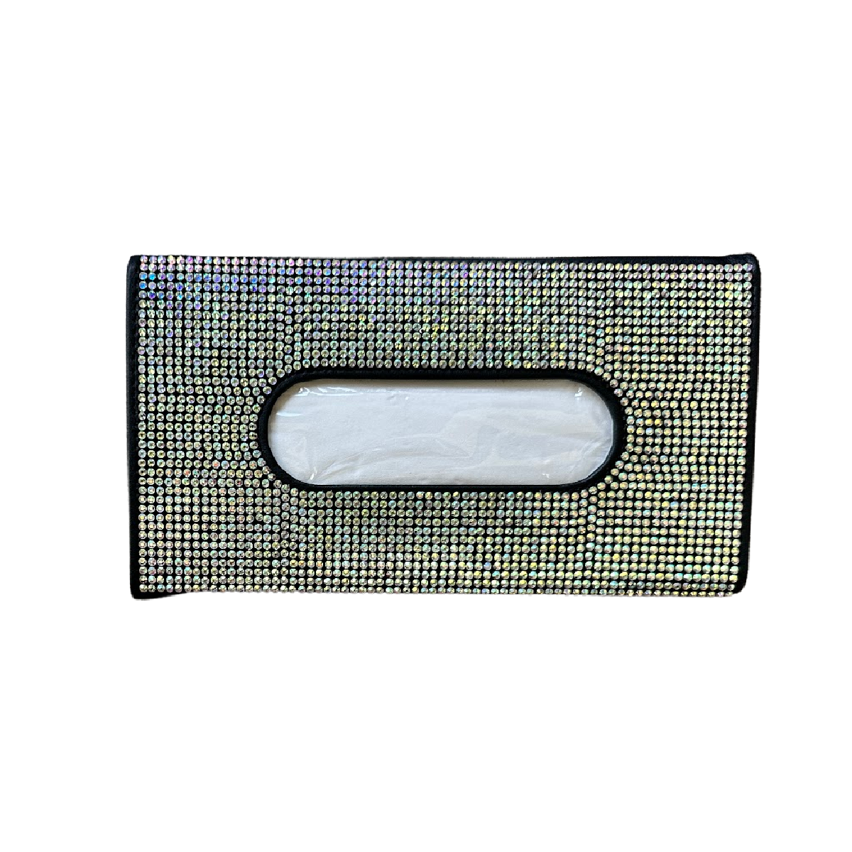 Car Tissue Holder for Visor, Black or Beige with Rhinestones, Tissues Included