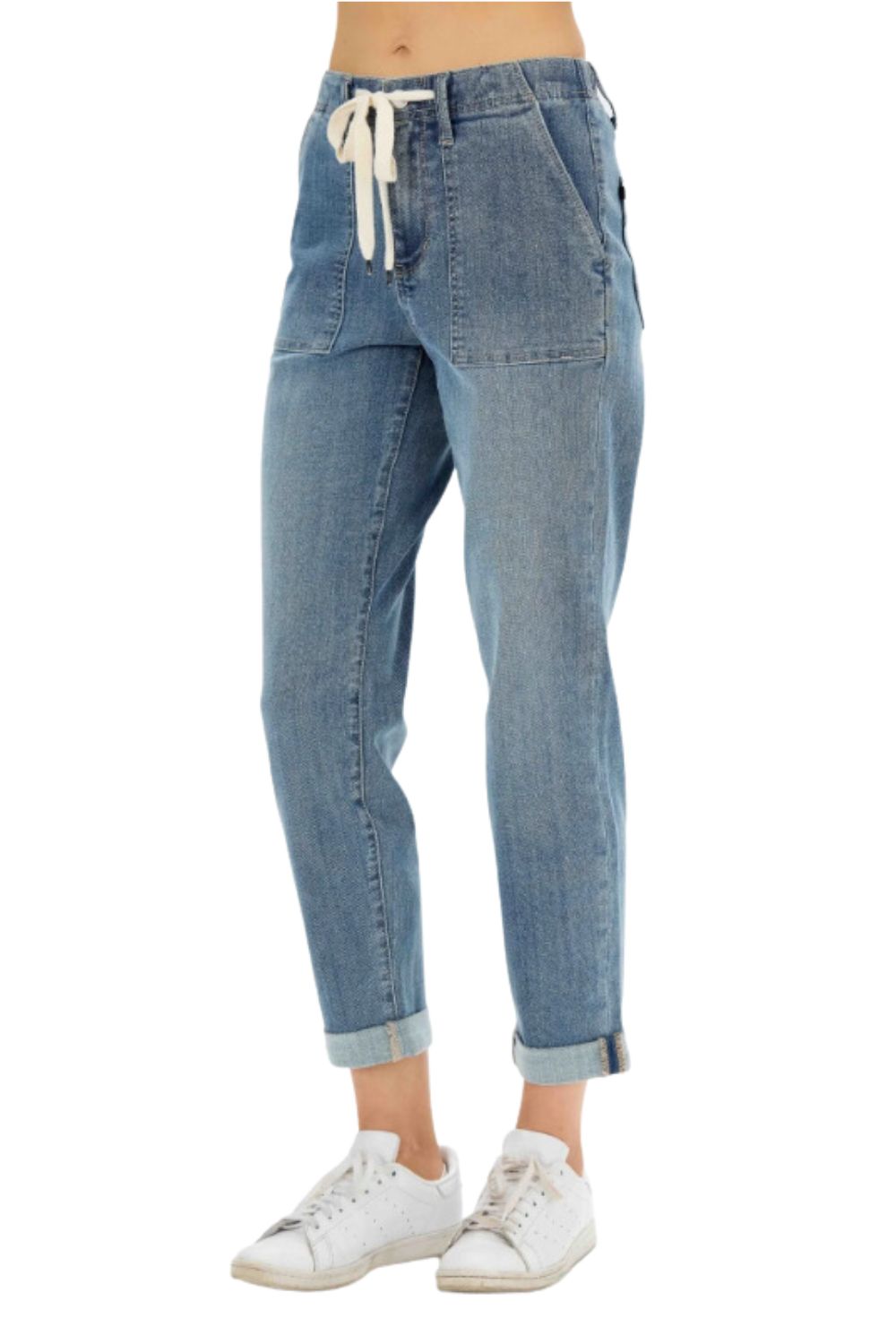 Judy Blue Womens High Waist Elastic Drawstring Jogger Jeans