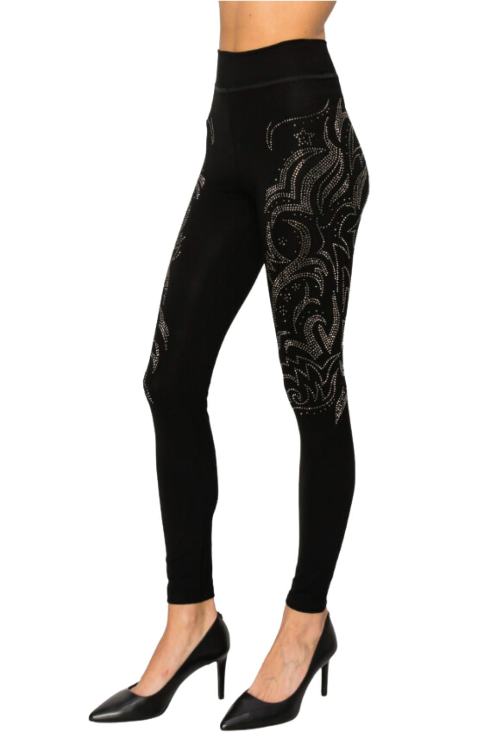 Vocal Womens Rhinestone Ankle Legging