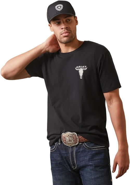 Ariat Mens Steer Skull Flag Short Sleeve T-Shirt