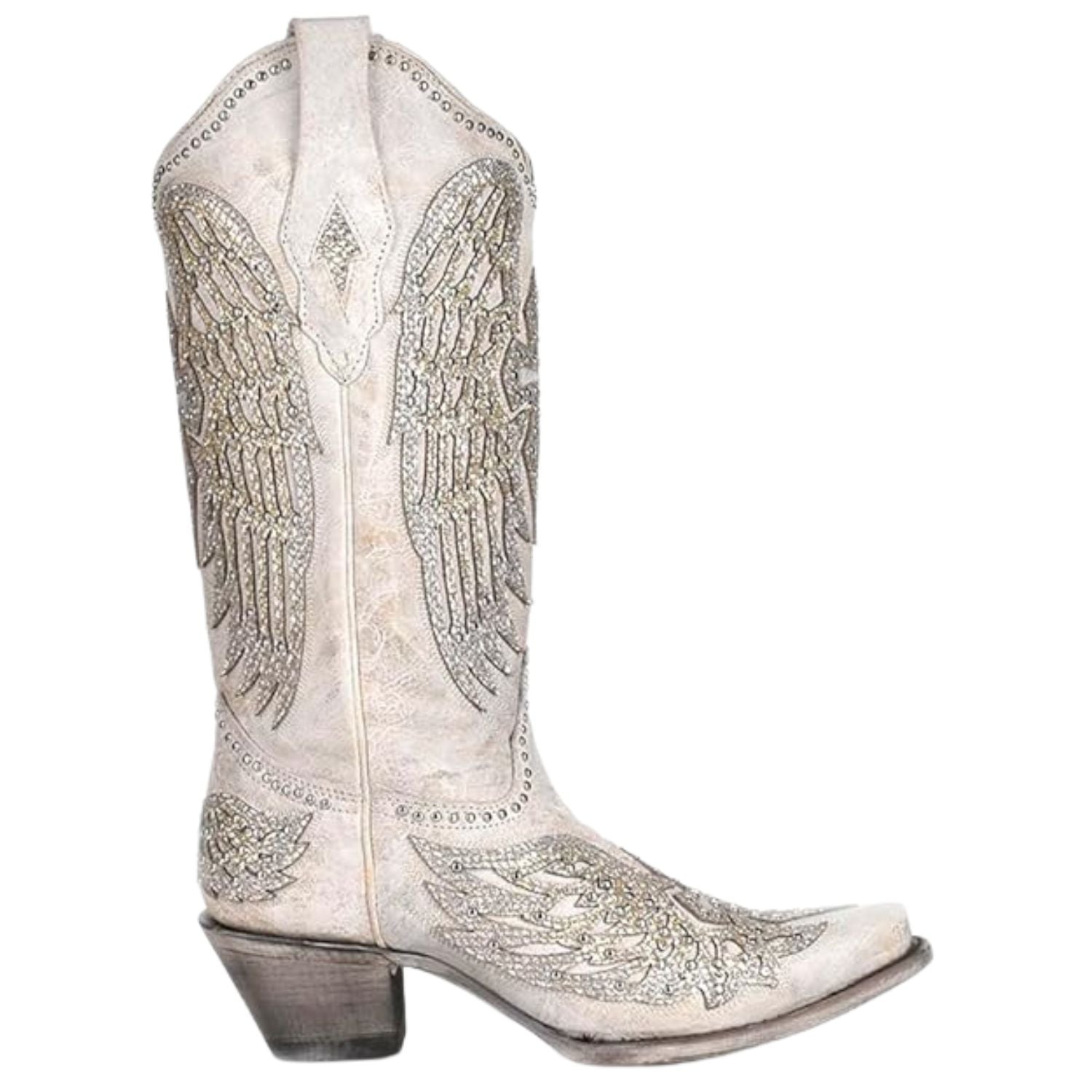 Corral Boots Womens Glitter Inlay Cross and Wings Embroidery Cowboy Boots