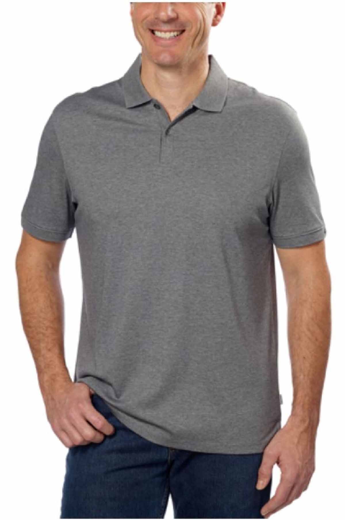 Calvin Klein Lifestyle Mens Lightweight Liquid Cotton Polo Shirt (Medium Grey Heather, XX-Large)