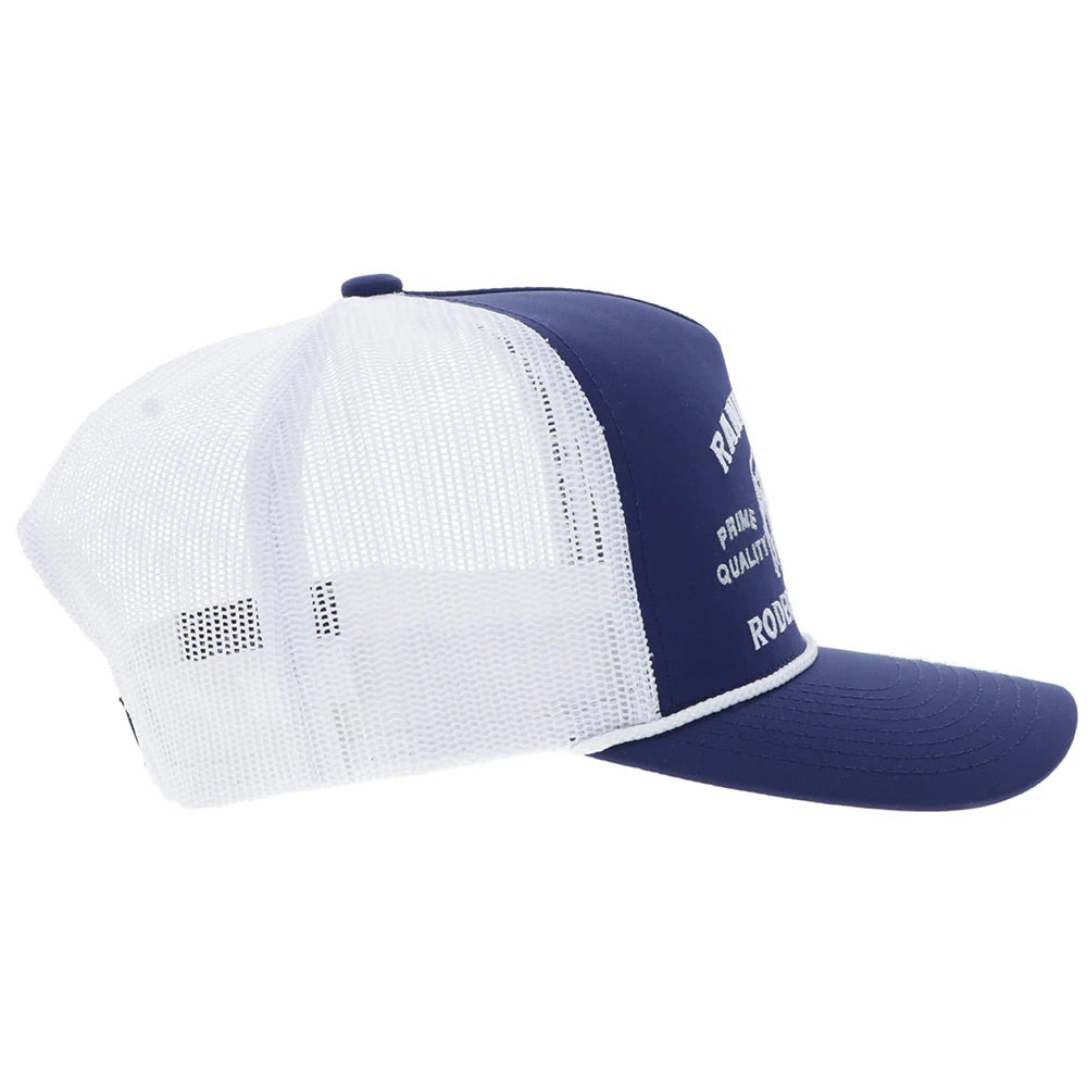 Hooey Mens Rank Stock Logo Adjustable Snapback Trucker Cap Hat-Navy/White